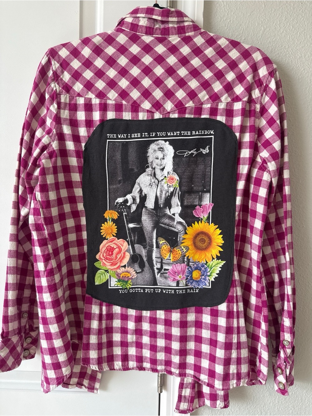 Dolly Parton Upcycled Flannel Button Down